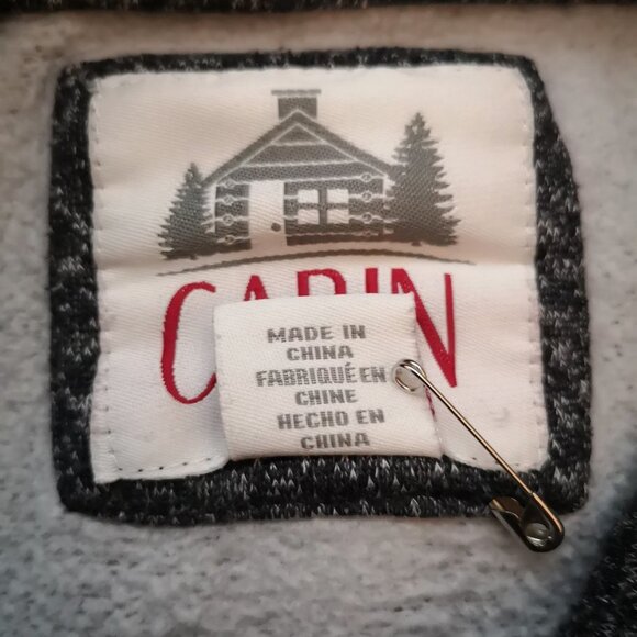 Cabin Fever Men's Size Small Fleece Lined Black & Grey Tweed Hoodie - Picture 4 of 6